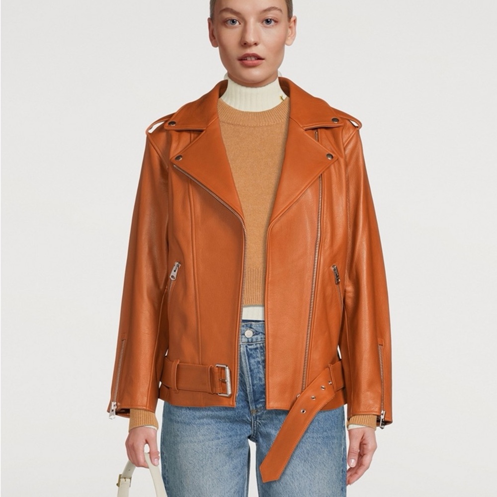 Mackage Women's Vibrant Orange Leather Jacket